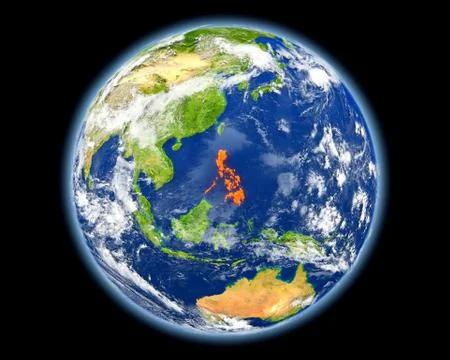 Philippines in red from space Illustrazione stock