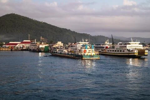 Philippines, Samar - May 26, 2023: Busy Day of Cargo Ships at Matnog Port Stock Photos