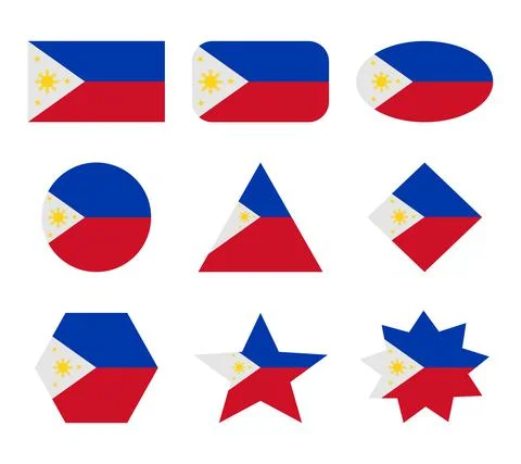 Philippines set of flags with geometric shapes Stock Illustration