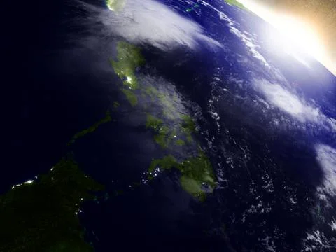 Philippines from space during sunrise Illustrazione stock
