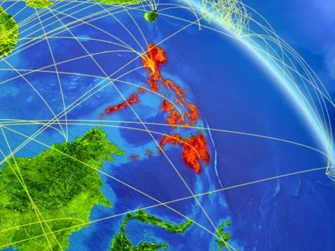 Philippines from space with network Illustrazione stock