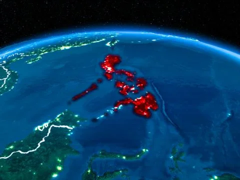 Philippines from space at night Illustrazione stock