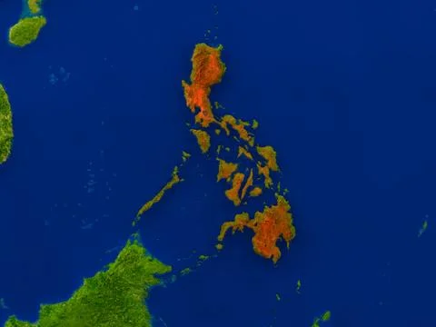 Philippines from space in red Stock Illustration