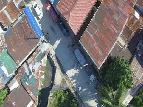 Philippines third world country poor village by drone Stock Footage 79598777