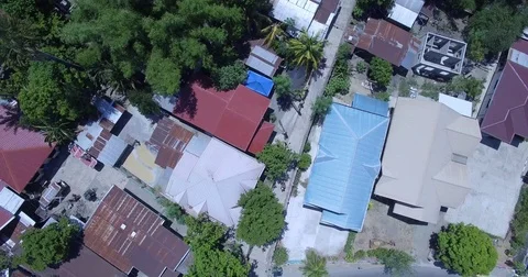 Philippines third world small village by drone 4k Stock Footage 79596485