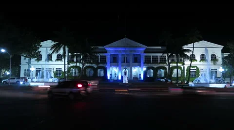 Philippines town hall junction night time lapse Stock Footage 46479992