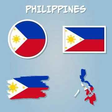 Philippines vector map with the flag inside. Stock Illustration