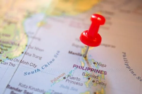 Philippines on the world map background Stock Photos