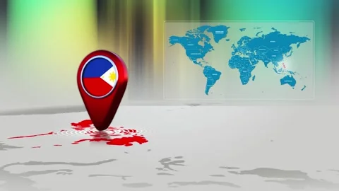 Philippines World Map Pin Location Background Loop 4k Stock Footage 341815734