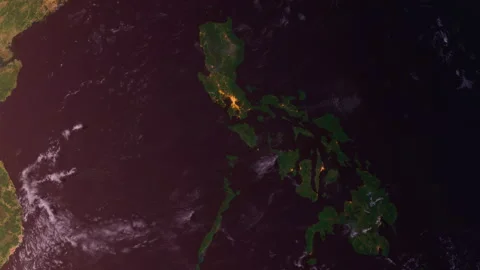 Philippines Zoom Out From Space at Sunset. Southeast Asia. Planet Earth. Glo Stockbeeldmateriaal 330341336