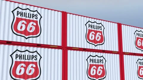 Phillips 66 logo Proudly Representing Shipping Containers Displaying Logo and Stock Footage 262929357