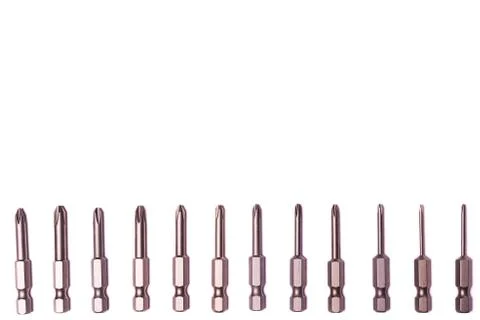 Phillips screwdriver bit set isolated on white background Stock Photos