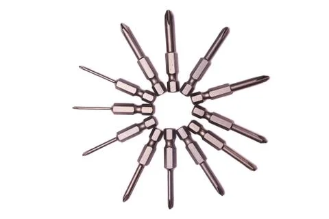 Phillips screwdriver bit set isolated on white background Stock Photos