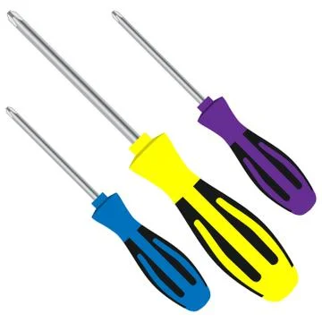 Phillips screwdriver set, close up, vector illustration. Stock Illustration