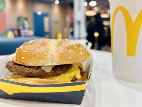Philly Cheese Stack burger meal at McDonalds Stock Photos