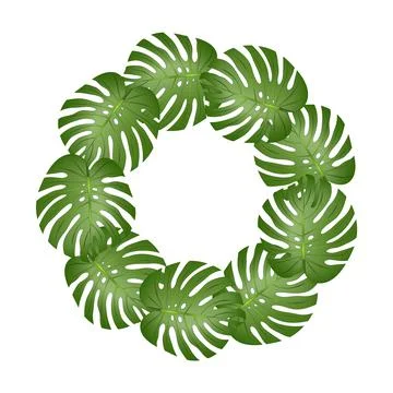 Philodendron Monstera Leaf Wreath Stock Illustration