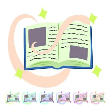 Philosopher s alchemy book vector cartoon graphic Stock Illustration