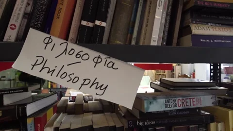 Philosophy books in a multilingual library Stock Footage 142068932