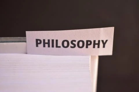 Philosophy Text on Paper Tab Inserted in Book for Critical Thinking and Ref.. Stock Photos