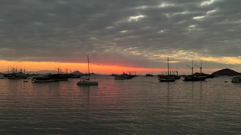 Phinisi Labuan Bajo in Sunset Stock-Footage 345407618