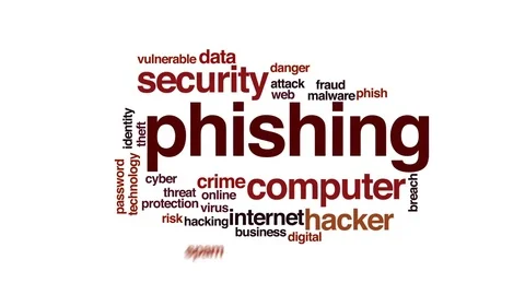 Phishing animated word cloud, text design animation. Stock Footage 72676316