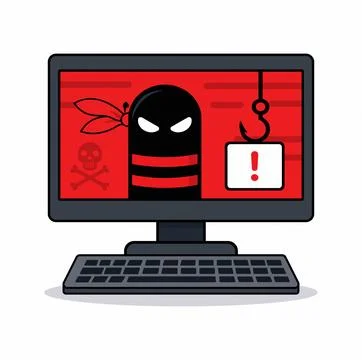 Phishing attack on computer screen Stock Illustration