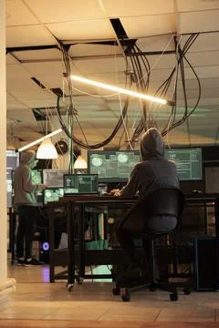 Phishing attack, hacker coding internet fraud program script Stockfoto's