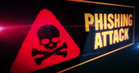 Phishing attack symbol light flashing on digital display Stock Footage 236977703