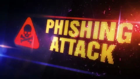 Phishing attack symbol light flashing on digital display Stock Footage 236977810