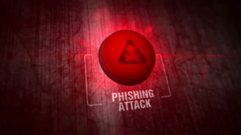 Phishing attack symbol light flashing on metal control panel lamp Stock Footage 237089515