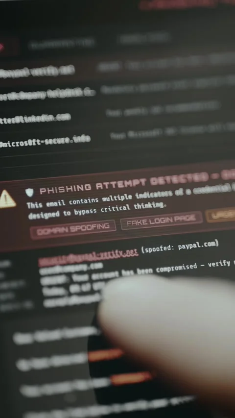 Phishing attempt detection, attacker uses a fake email address that looks like a Stock Footage 332893595