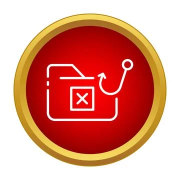 Phishing attempt receiving data folder with hook icon Stock Illustration