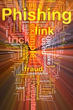 Phishing background concept wordcloud glowing Stock Illustration