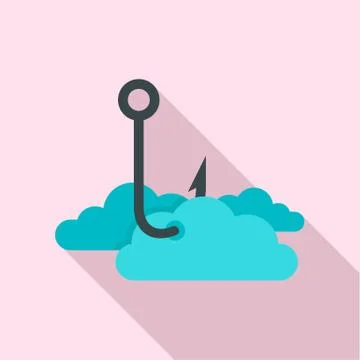 Phishing cloud data icon, flat style Stock Illustration