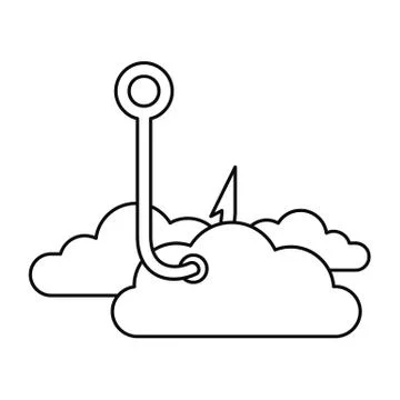 Phishing cloud data icon, outline style Illustrazione stock