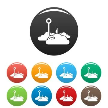 Phishing cloud data icons set color Stock Illustration