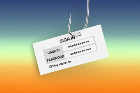 Phishing concept, 3D rendering 스톡 일러스트