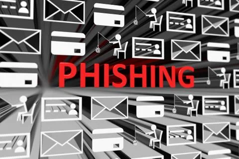PHISHING concept blurred background 3d render illustration Stock Illustration
