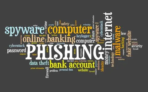 Phishing concept - computer cyber security. Word cloud. Stock Illustration