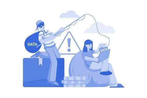 Phishing data theft Illustration concept on white background Stockillustratie