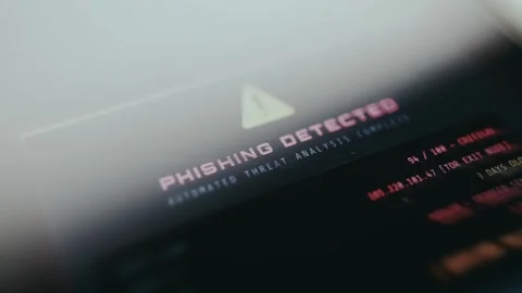 Phishing Detected message, security software has identified a potential phishing Stock Footage 334931442