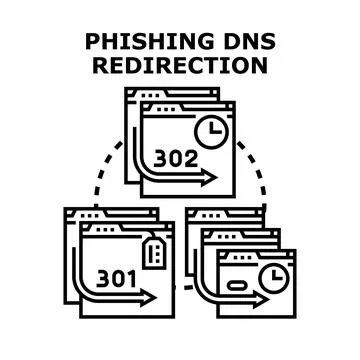 Phishing dns redirection cyber security concept 스톡 일러스트