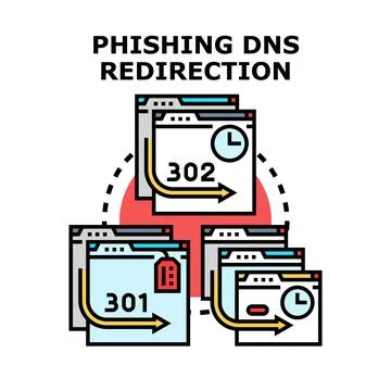 Phishing dns redirection cyber security concept 库存插图