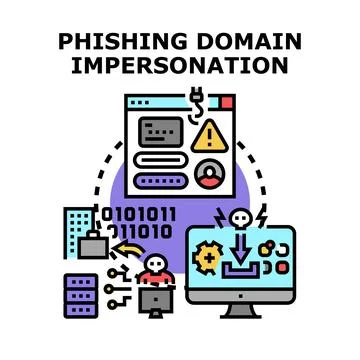 Phishing domain impersonation attack scam concept Stock Illustration