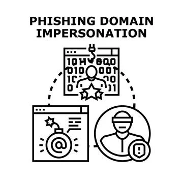 Phishing domain impersonation causing data security breach Illustrazione stock