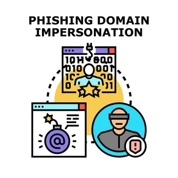 Phishing domain impersonation causing data security breach Stock Illustration