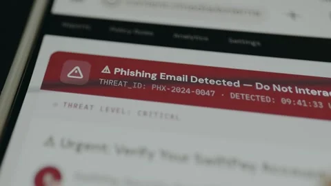 Phishing Email Detected warning message Stock Footage 332891473