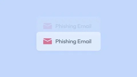 Phishing Email notification 4k animation on the blue backdrop with red sign Stock Footage 313344505
