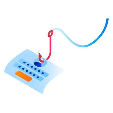 Phishing hook data icon, isometric style Stock Illustration