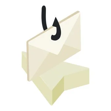 Phishing icon isometric vector. Hooked closed mail envelope on arrow cursor icon Stock Illustration